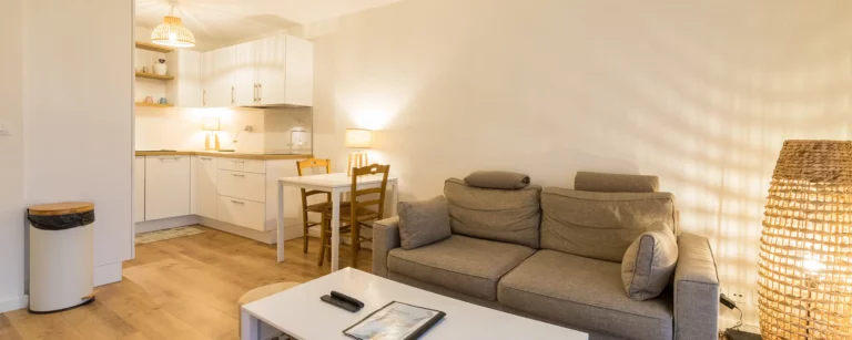 Salon et cuisine du logement Olivia à Vannes